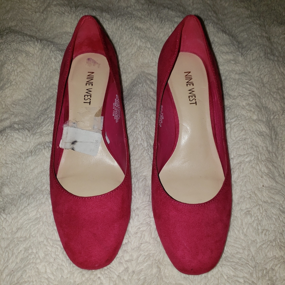 Nine West 2" block heel pump, 6 1/2, Pink Berry, Suede